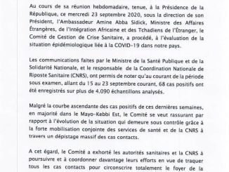 Le communiqué du Président, l'Ambassadeur Amine Abba Sidick